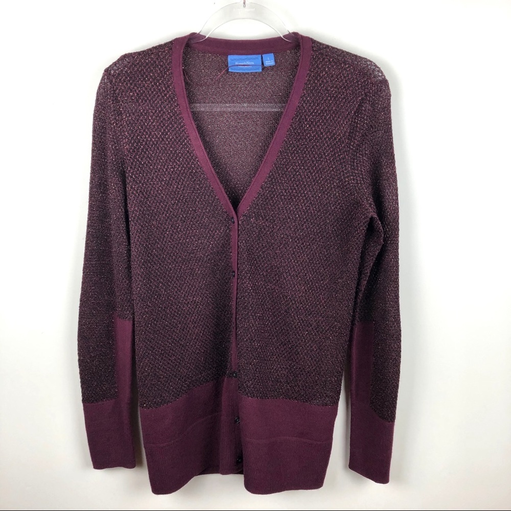 Simply Vera Wang Cardigan Sweater Purple Sparkles